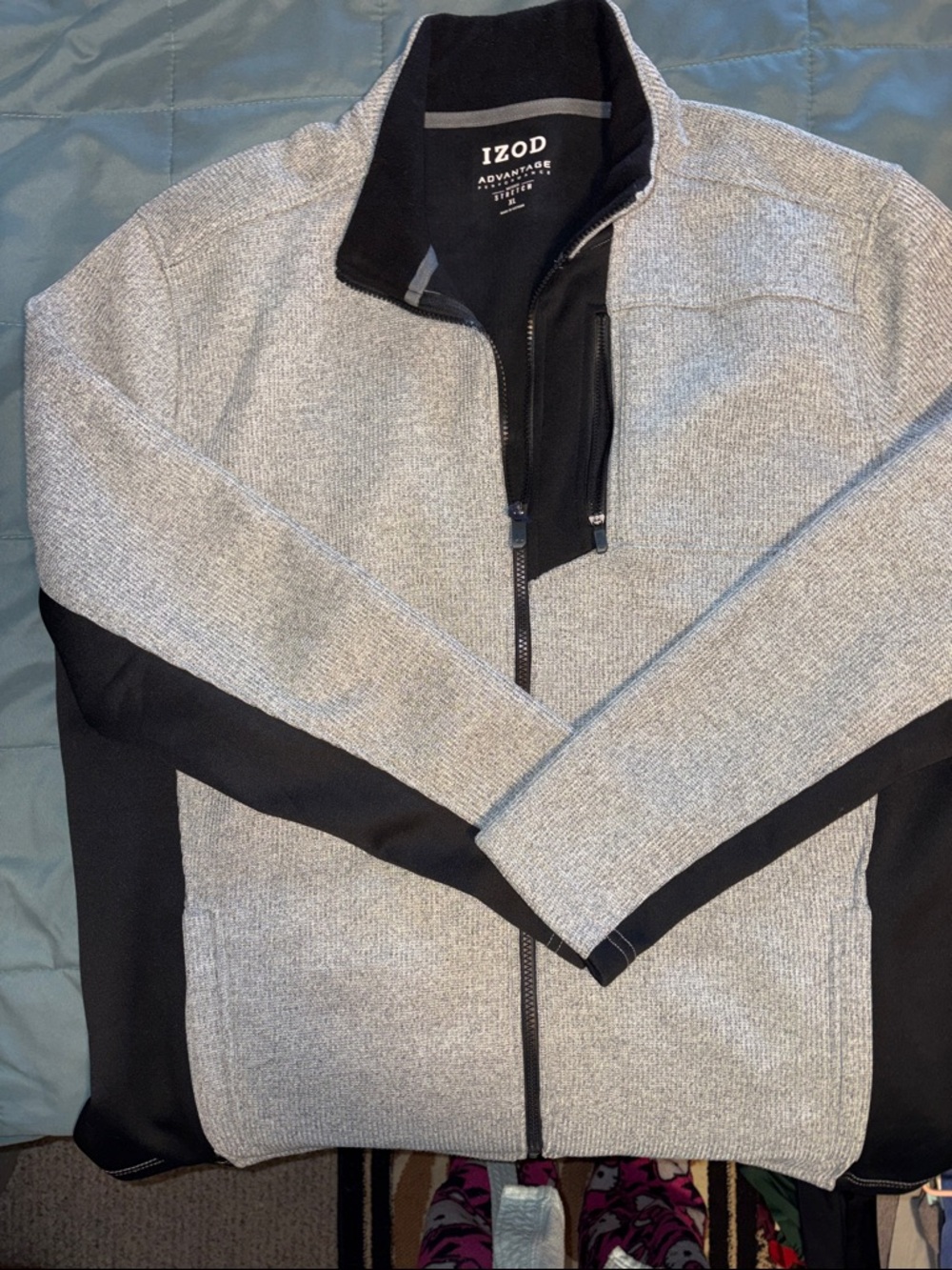Izod Men’s Gray and Black Zip-Up Sweater Jacket